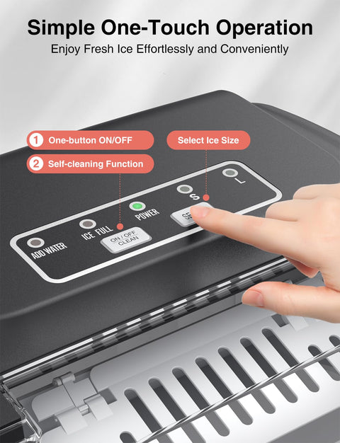 CROWNFUL Ice Maker Countertop with Handle, 9 Cubes in 6 Mins, 12Kg/24H, Self-Cleaning, Portable Small Ice Machine with Scoop and Basket for Home kitchen Office Party